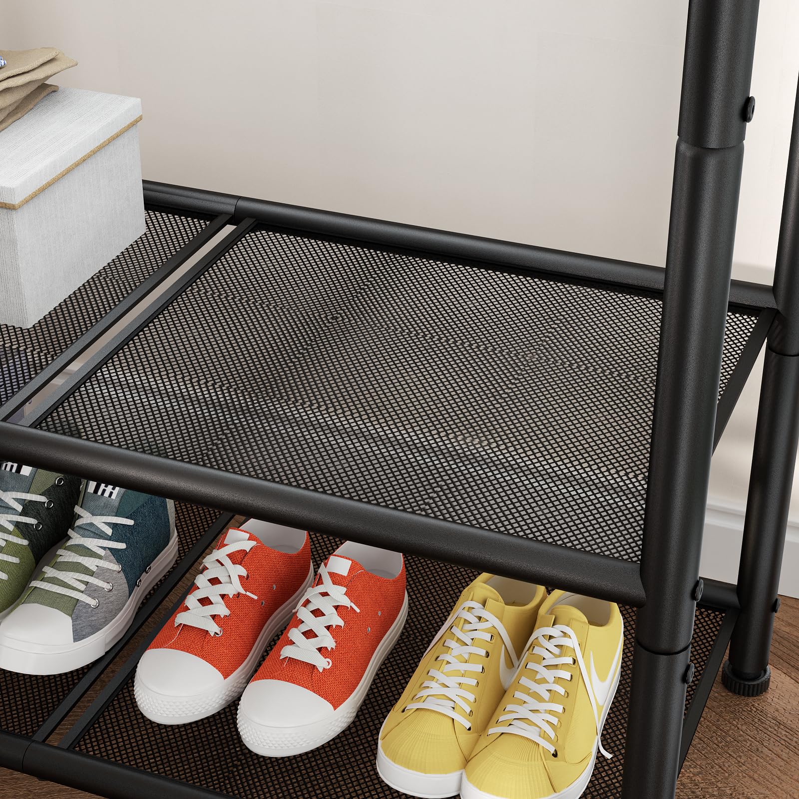 SINGAYE double-layer mesh shelf close-up preventing small items from slipping benefit