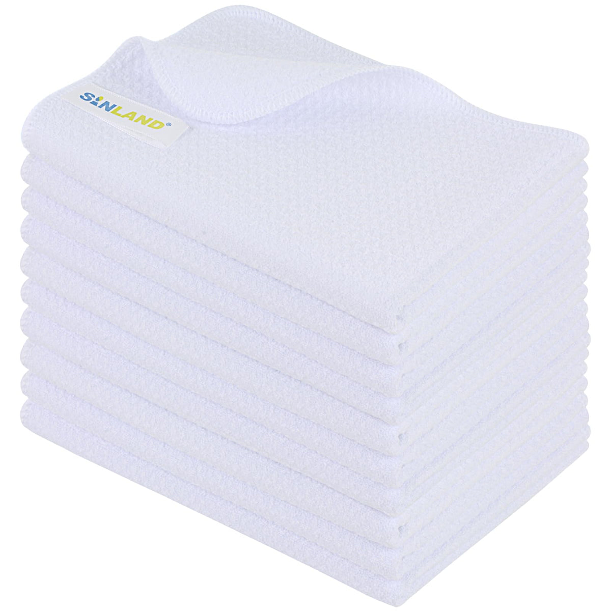 SINLAND front view of 16x24 white towel showing clean printable surface and convenience