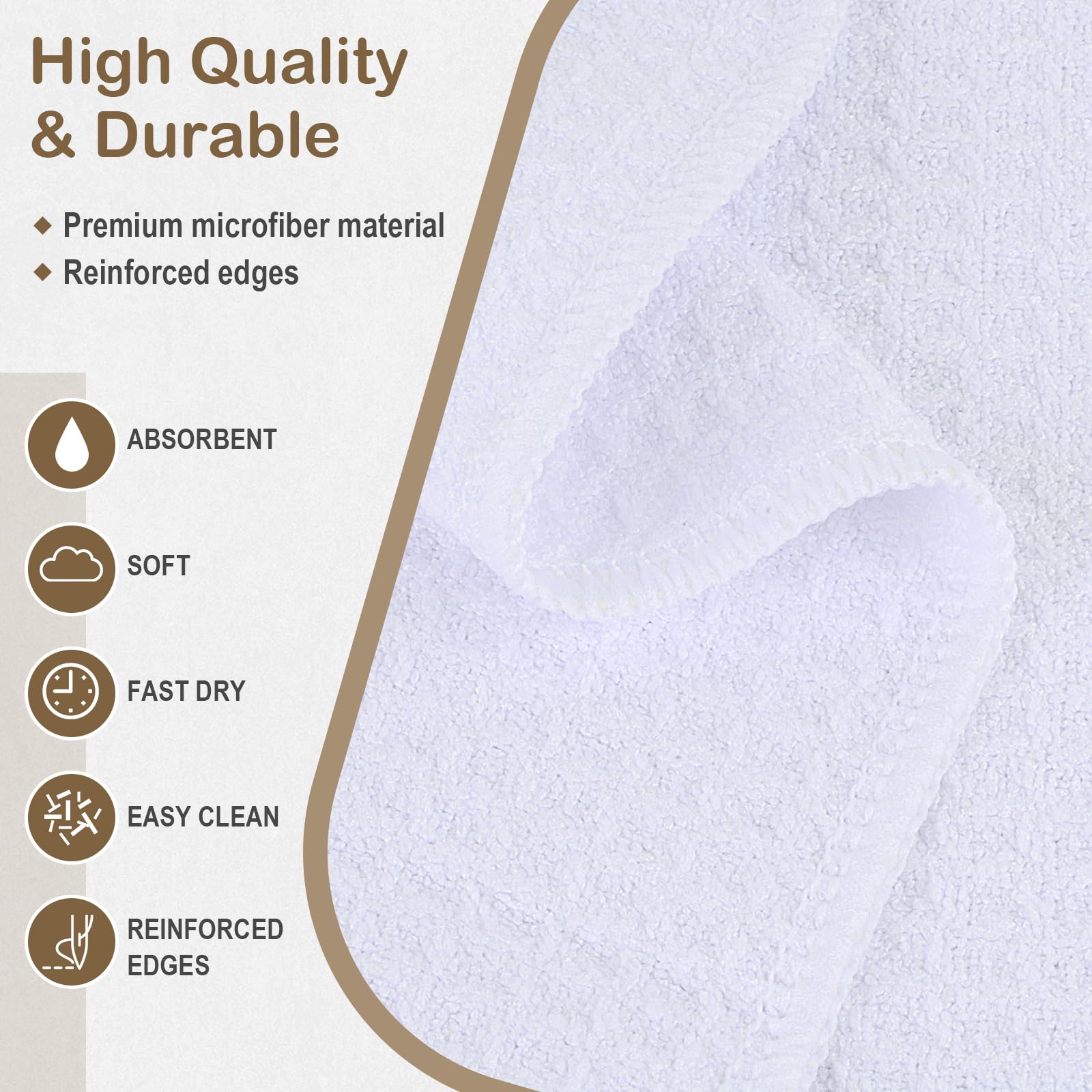 SINLAND folded towel beside ruler showing 16x24 size and easy handling benefit