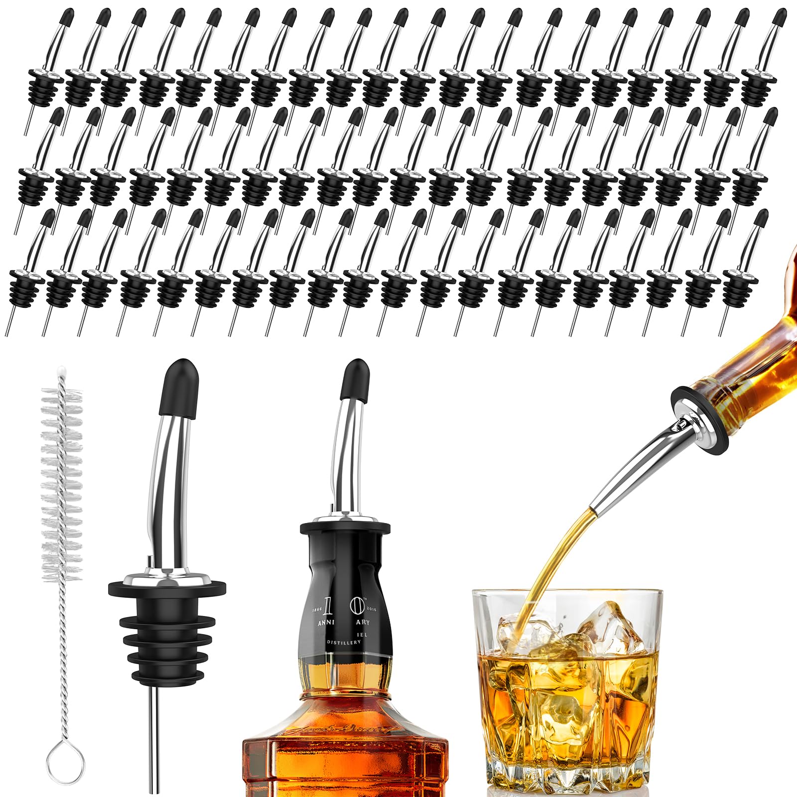 SINLUCESCE front pack of 60 pour spouts showing quantity and value