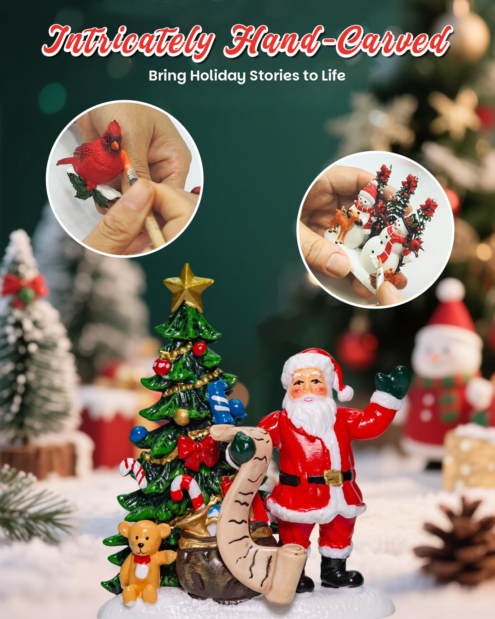 sinofayar closeup of Santa and tree figurine highlighting detailed craftsmanship benefit