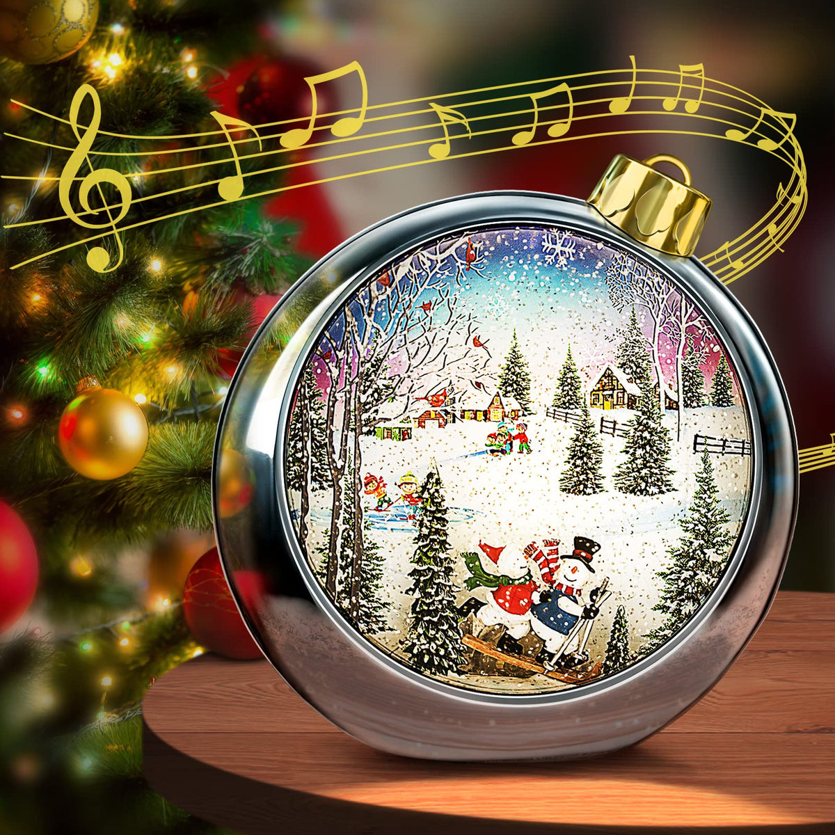 sinofayar front view lantern showing snowman scene and warm glow benefit