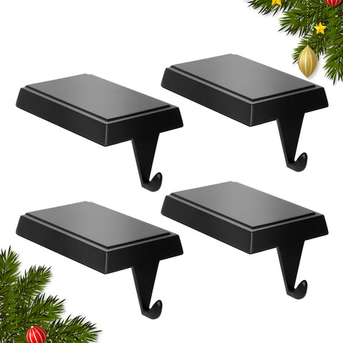 SINTENILL front view of black stocking holders showing elegant hooks and stable base for secure display