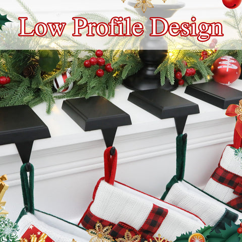 SINTENILL holders in use on mantel with stockings demonstrating stable hanging and decorative appeal