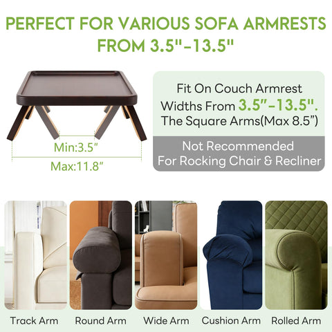 SINWANT tray clipped to sofa with drink secured, keeps beverages within reach
