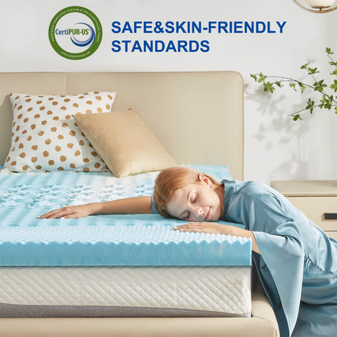 SINWEEK topper on bed in bedroom scene illustrating improved sleep setup