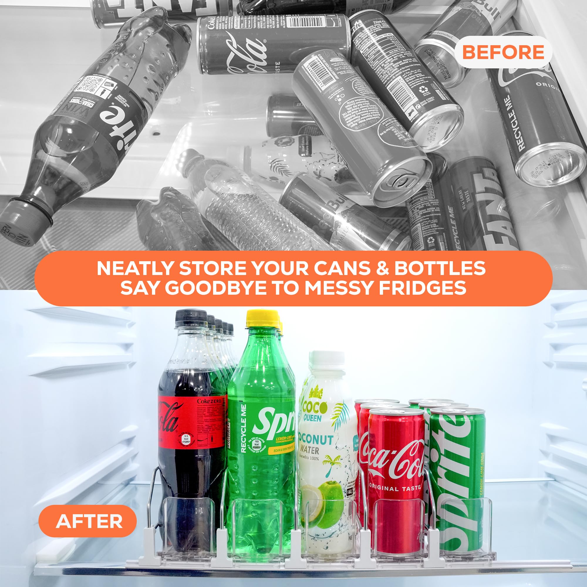 SIP SORT side view showing taller stopper that prevents cans from falling