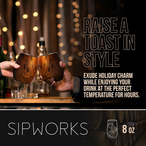 Sipworks tumbler side profile highlighting tulip shape for aroma concentration