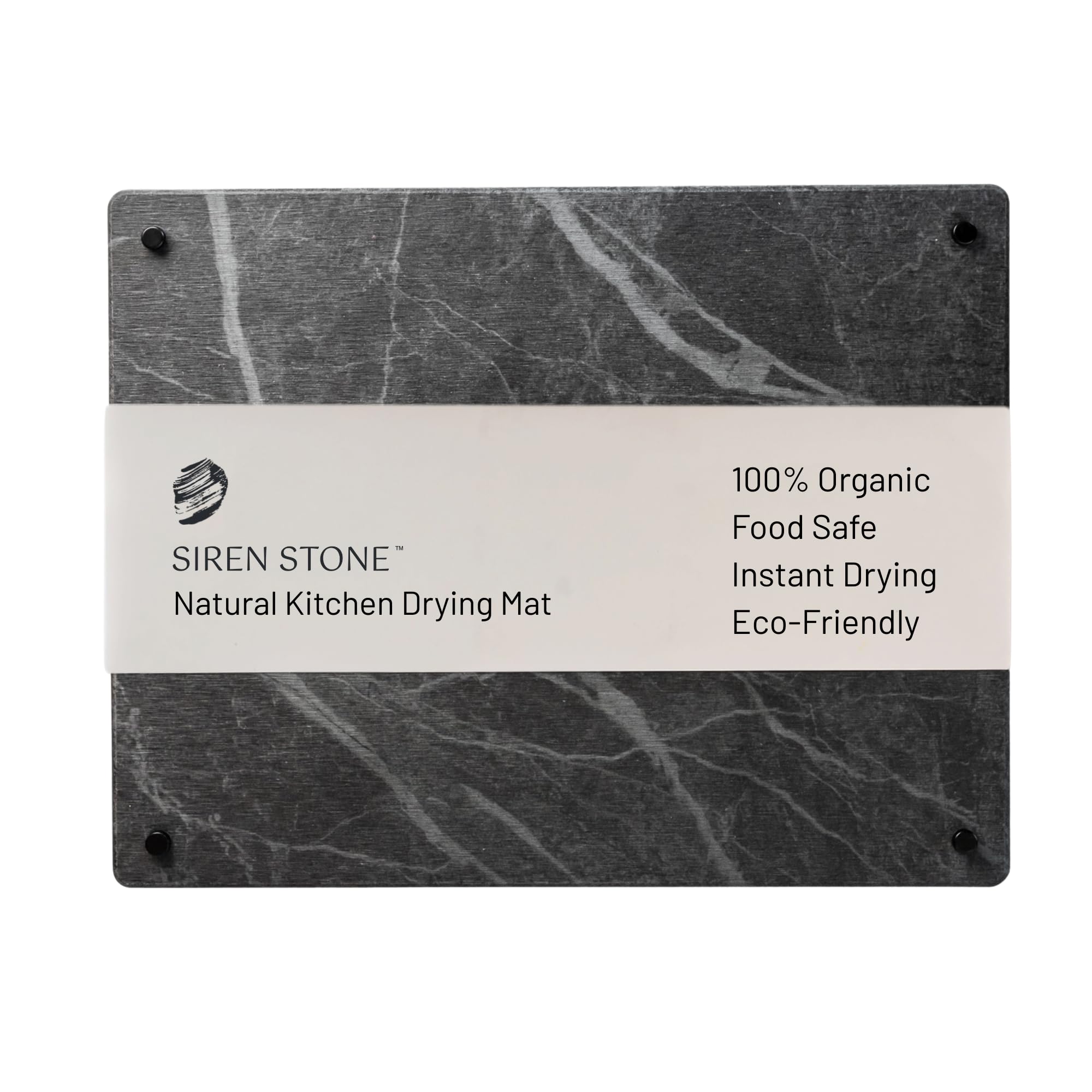 Siren Stone front view of slate drying mat showing neat countertop benefit