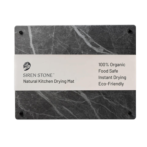 Siren Stone front view of slate drying mat showing neat countertop benefit