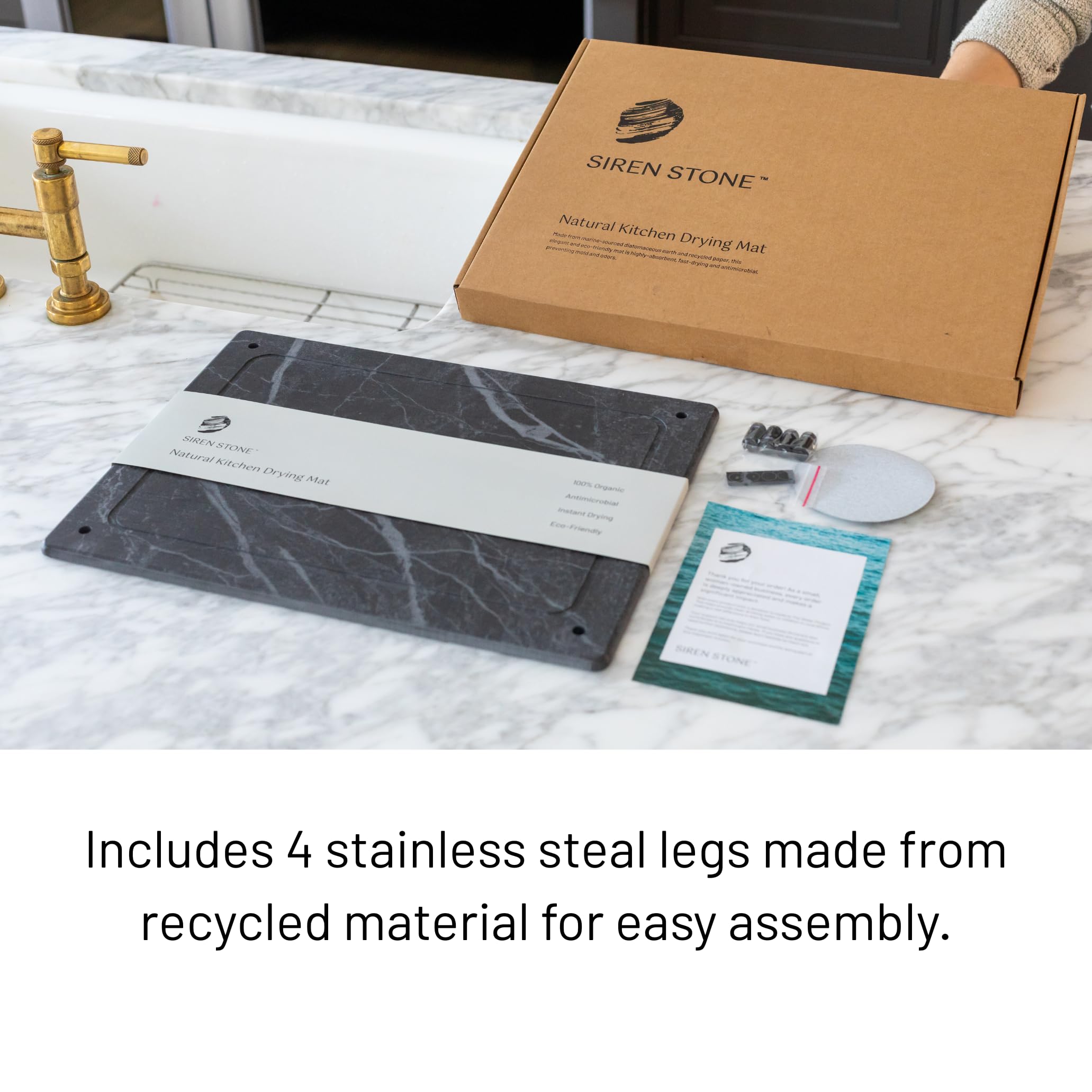 Siren Stone on a kitchen counter in lifestyle scene showcasing clutter-free benefit