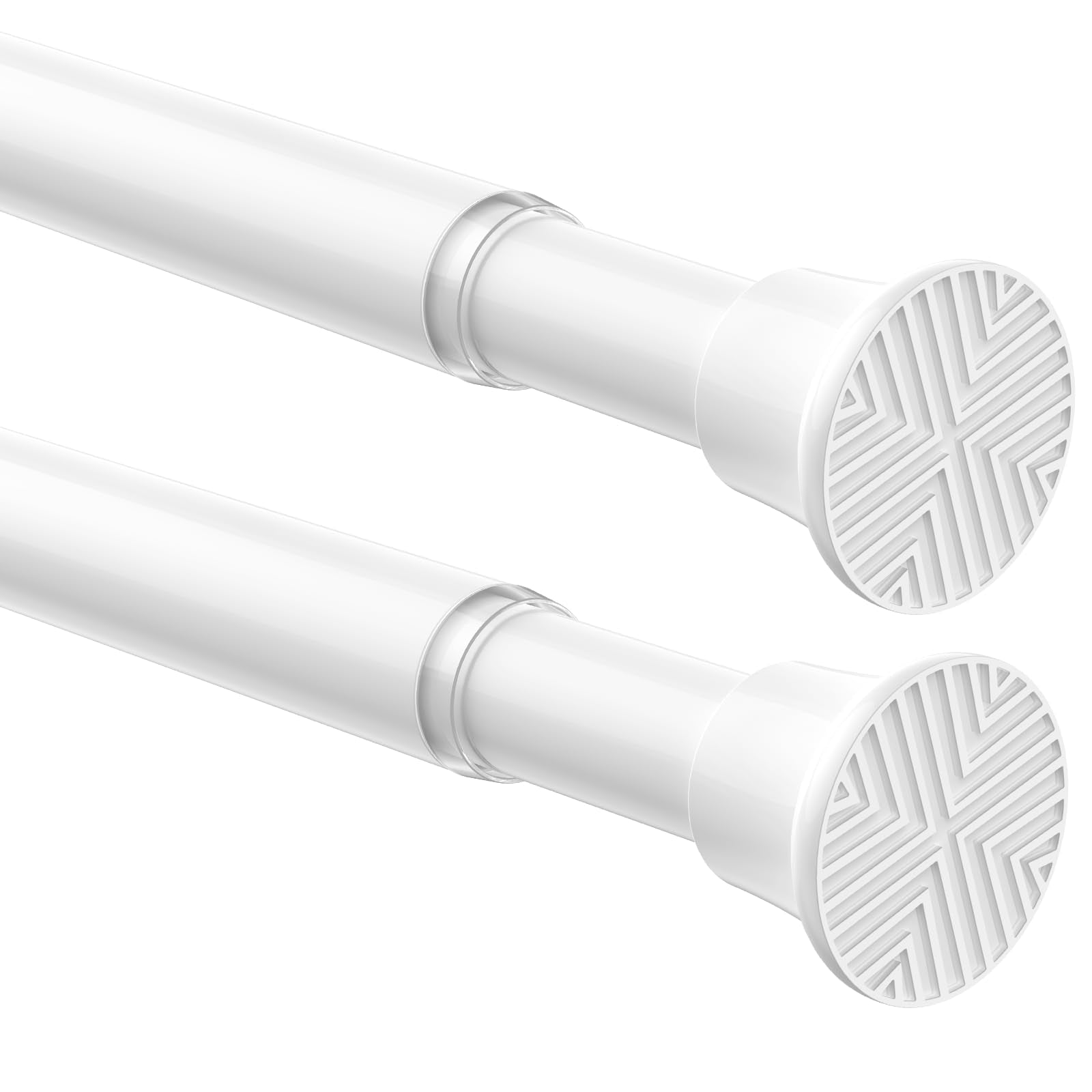 SISELBA front view of two white tension rods showing packaging and contents for quick setup