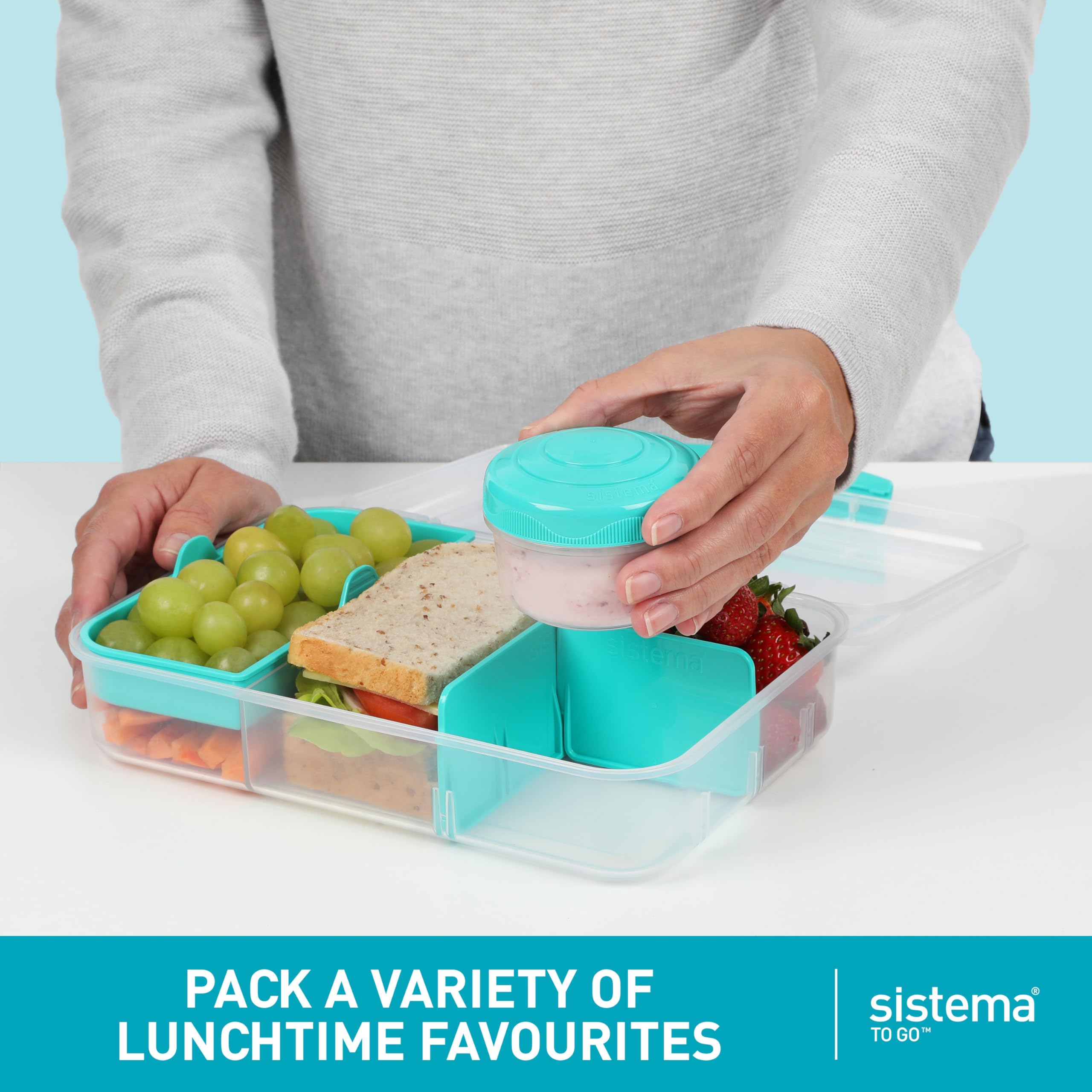 Sistema 5 oz snack pot with screw-top lid, secure portioning for dips and yogurt