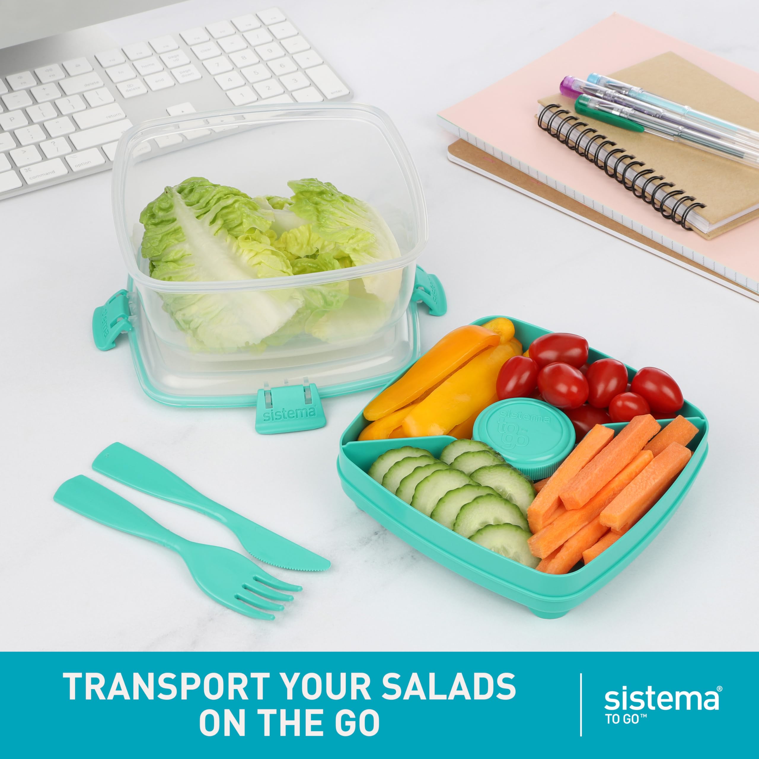 Sistema close-up of removable insert and central lidded dressing pot showing separation benefit