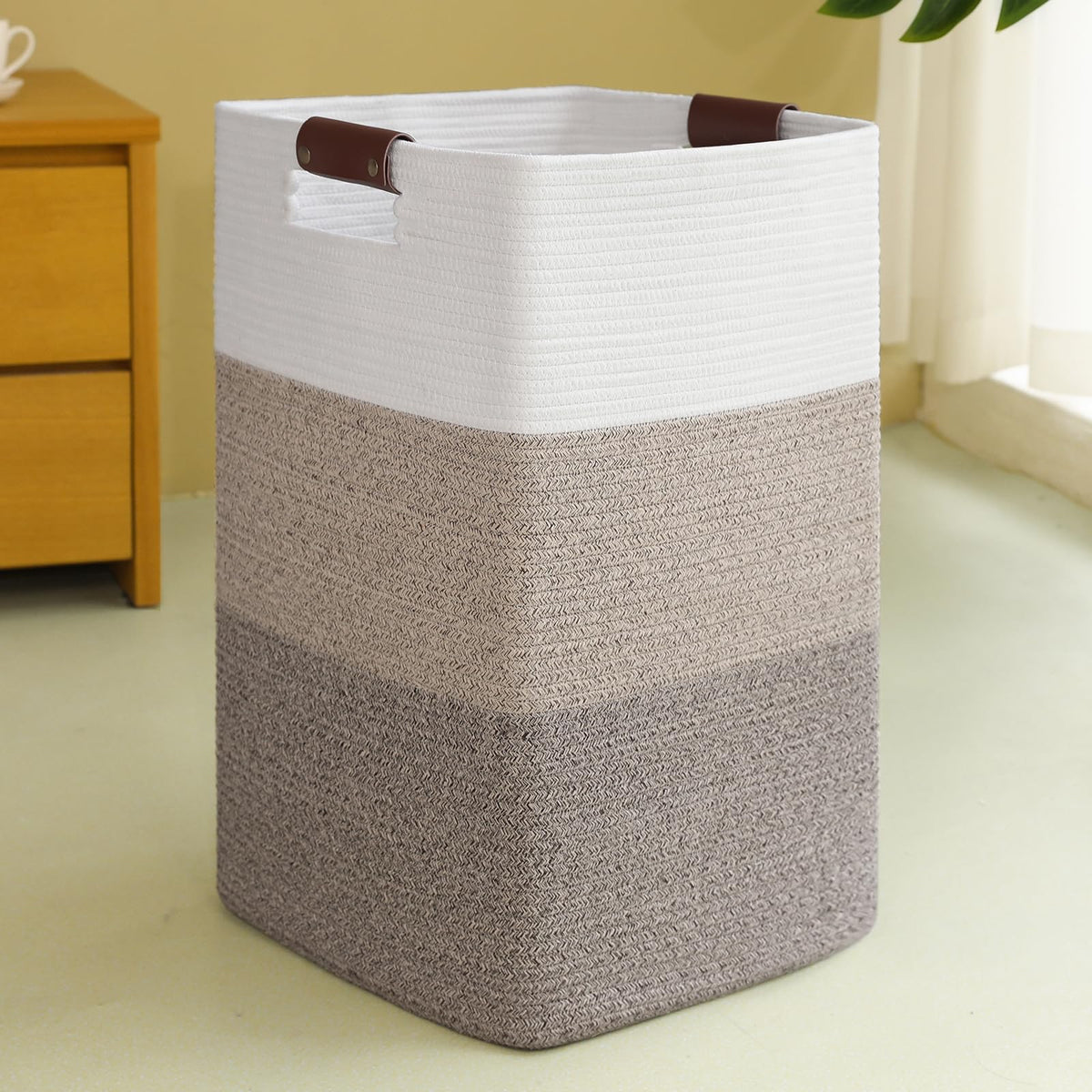 SIXDOVE front view woven laundry hamper showing roomy storage benefit