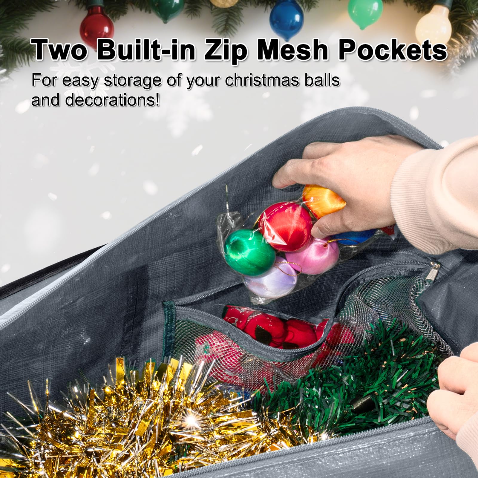 SJQYWDW internal mesh pockets holding ornaments to prevent scratches