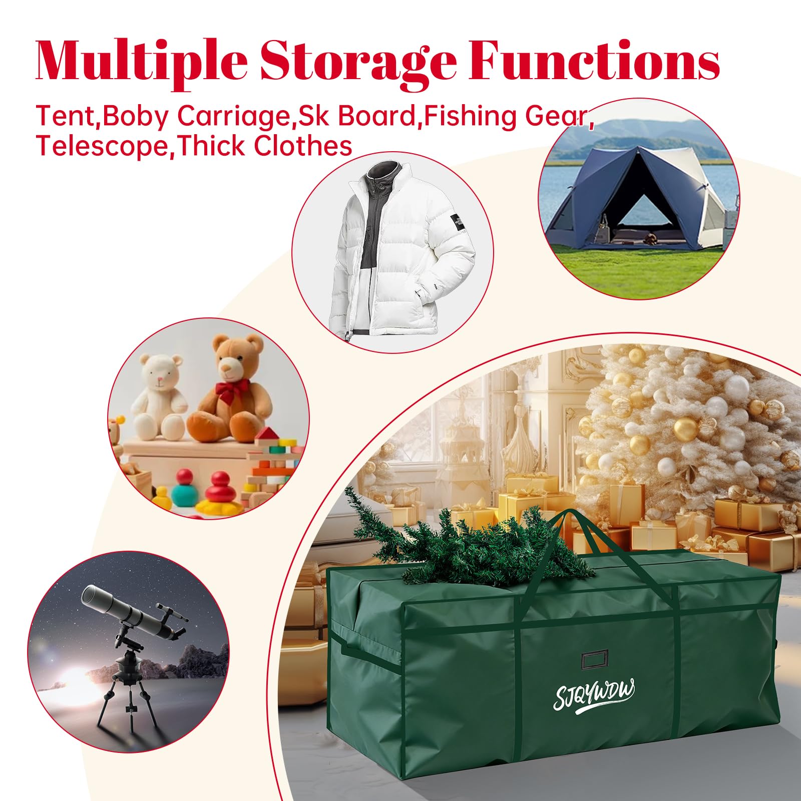 SJQYWDW ornament pockets open with decorations for organized storage