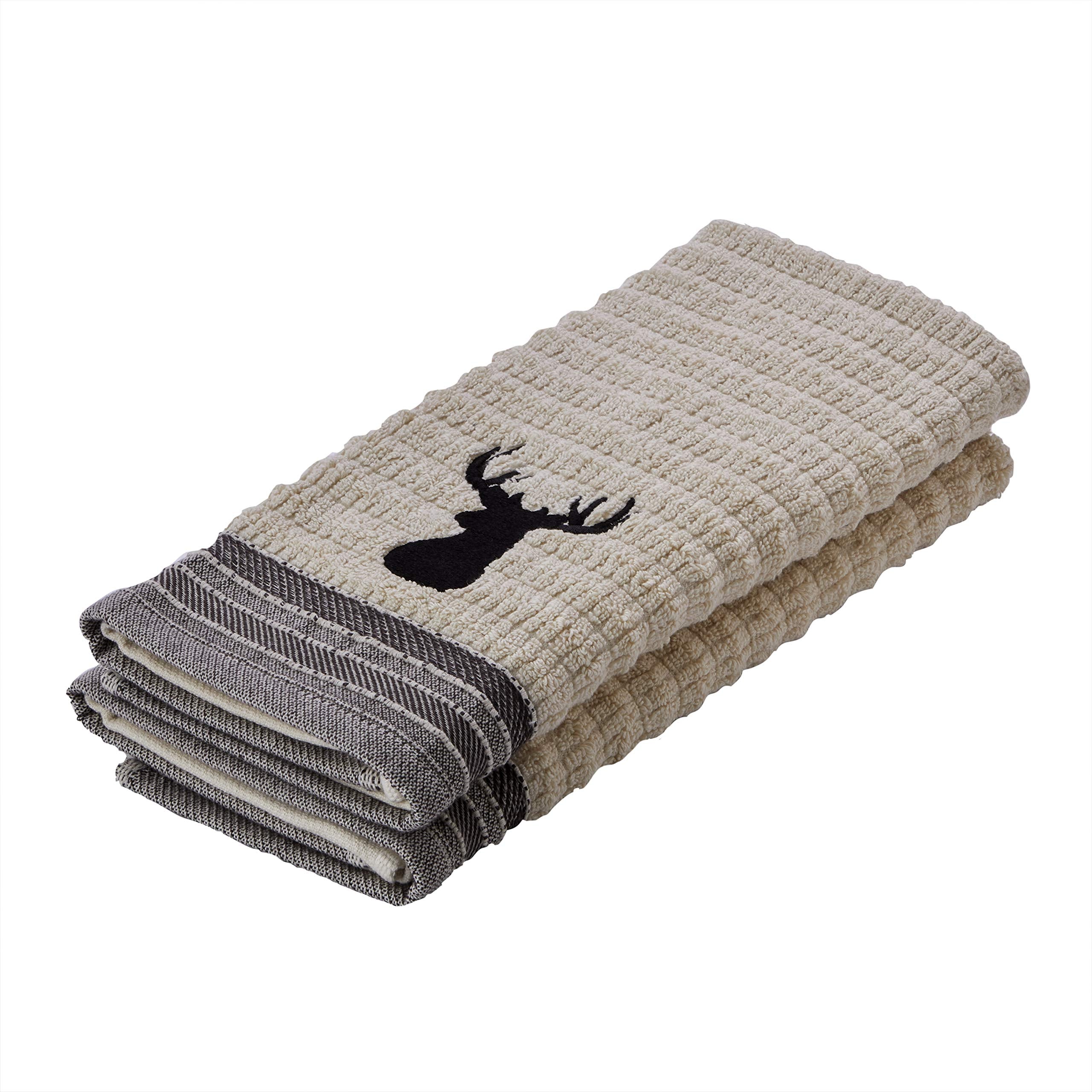 SKL Home towel on bathroom ring, enhances cabin-style décor