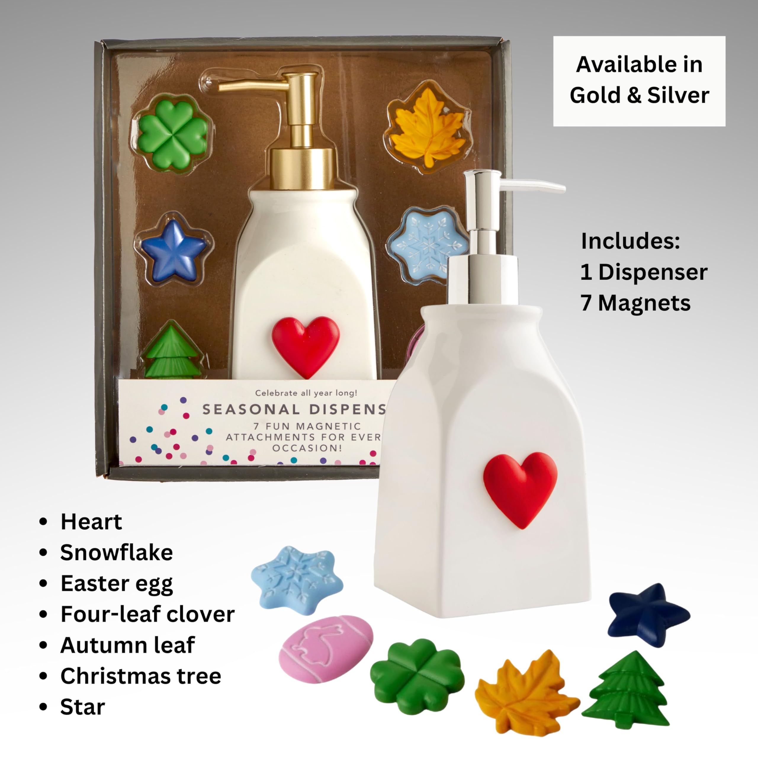 SKL Home dispenser side profile with magnet attached for easy seasonal change