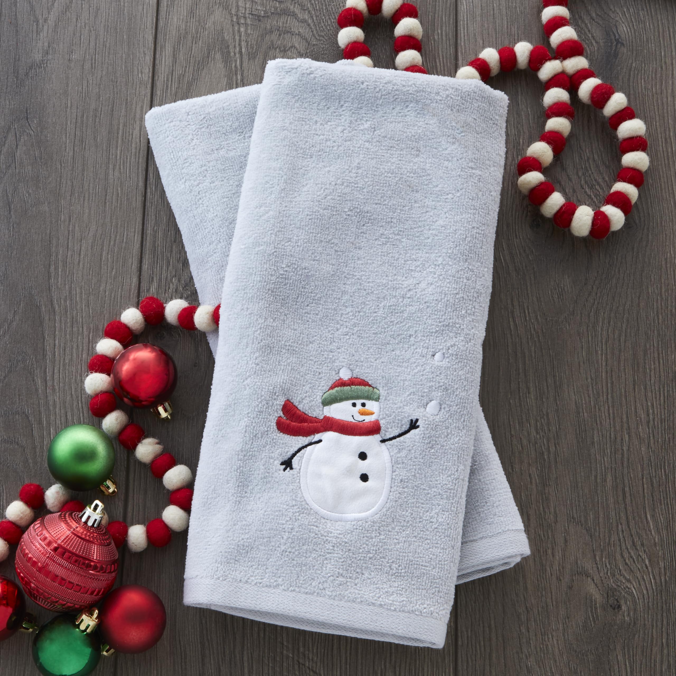 SKL Home hand towel styled in bathroom to show scale and seasonal decor benefit