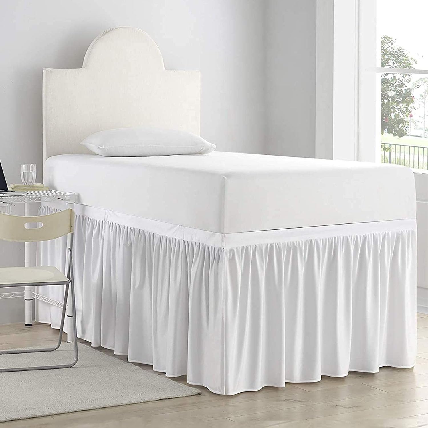 SKY BEDDINGS front view of Twin XL bed skirt showing clean finished look