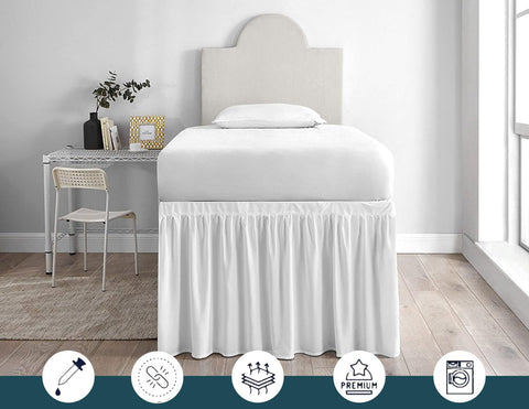 SKY BEDDINGS installed in a dorm room setting creating polished decor