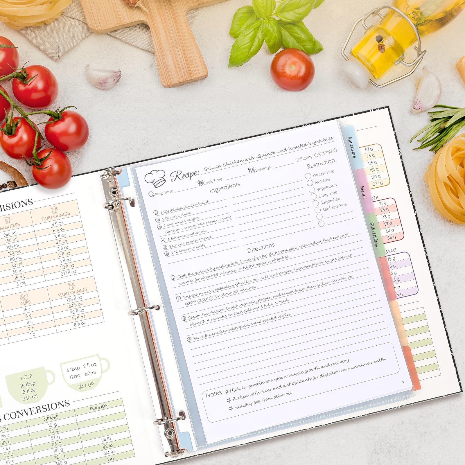 SKYDUE binder styled as a gift to present thoughtful kitchen keepsake
