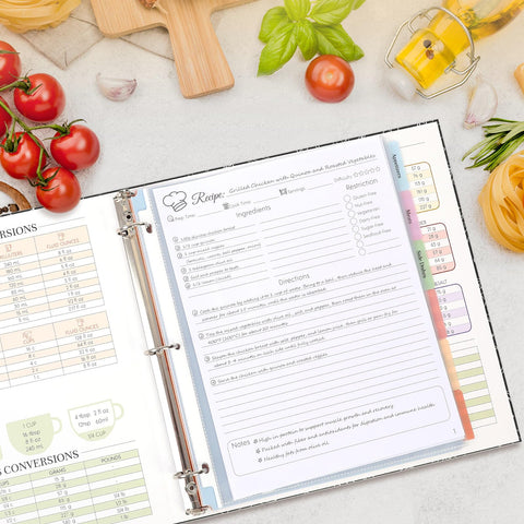 SKYDUE binder styled as a gift to present thoughtful kitchen keepsake