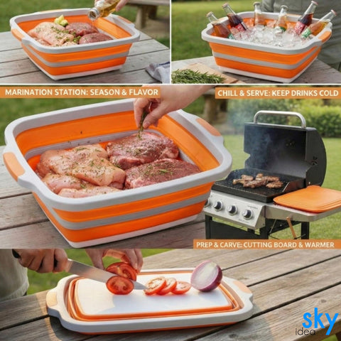skyidea basin filled with vegetables showing easy washing benefit