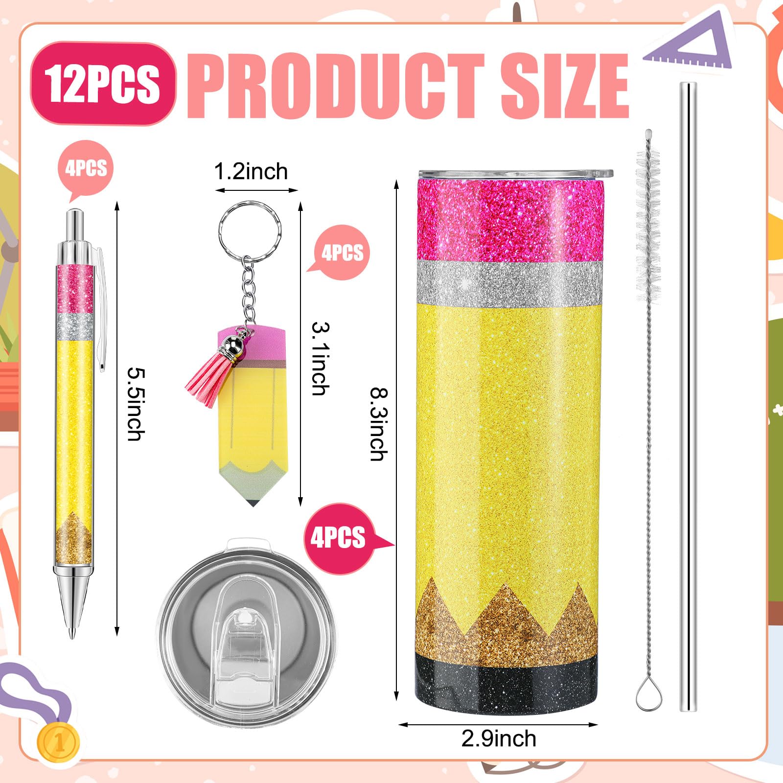 Skylety close-up of glitter pencil design highlighting festive classroom theme