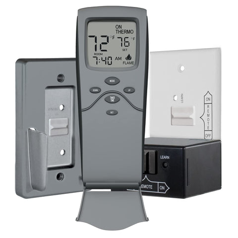 SkyTech SKY-3301 front view showing remote and receiver for easy fireplace control