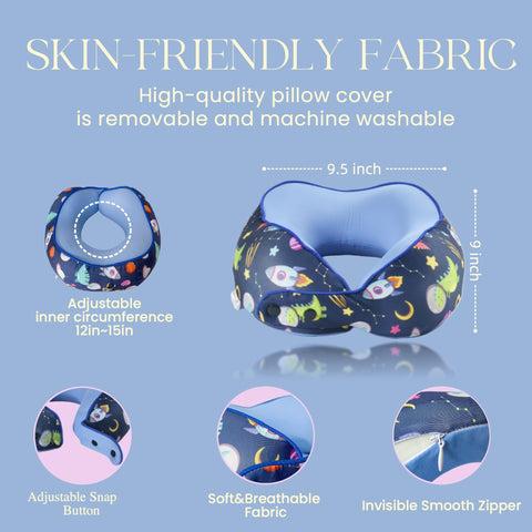 SKYTRAX COMF adjustable snap closure securing pillow for snug fit
