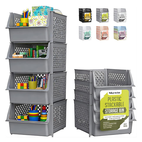 Skywin front view of 4-pack bins showing neat pantry benefit