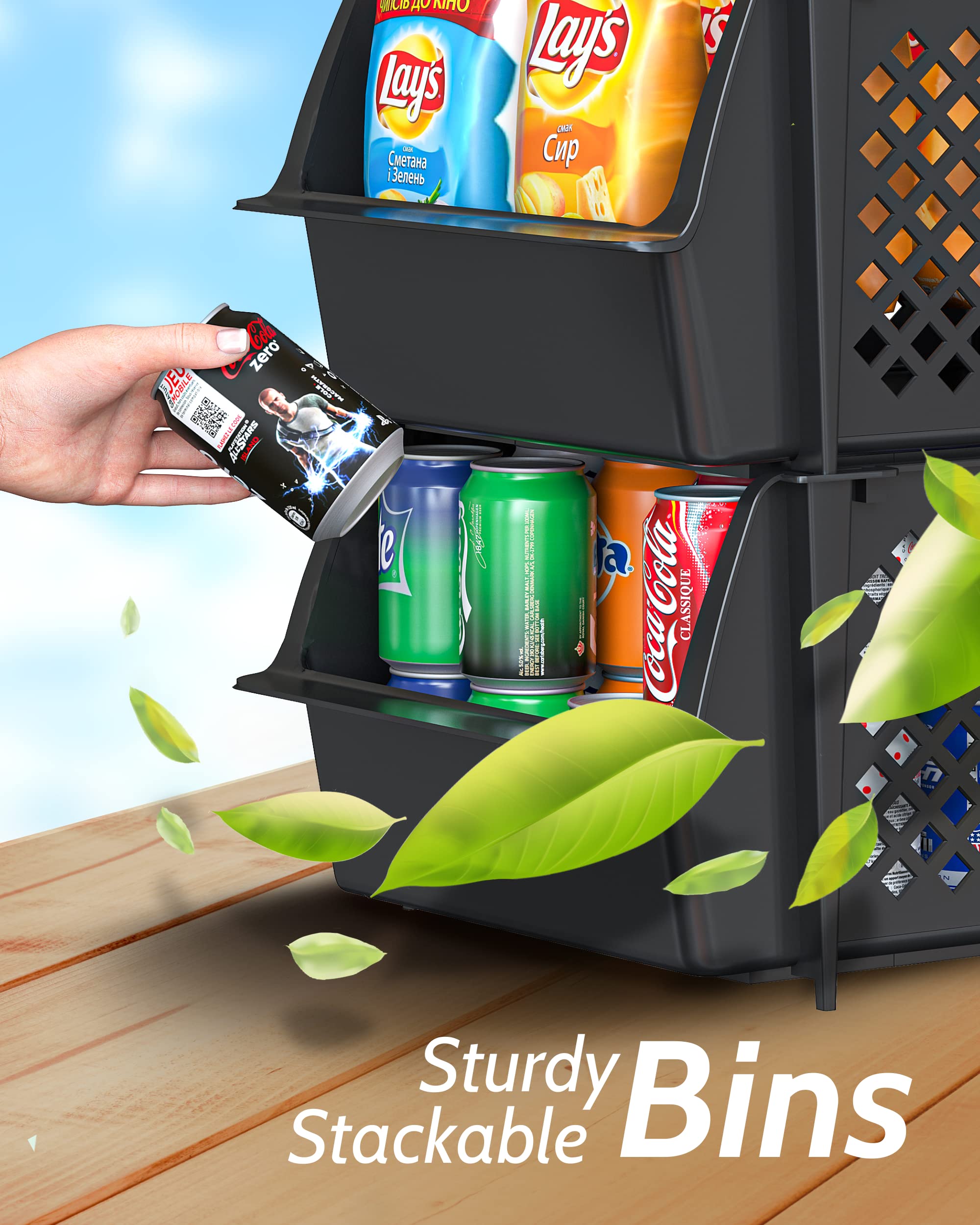 Skywin bins nested flat for compact storage saving closet space