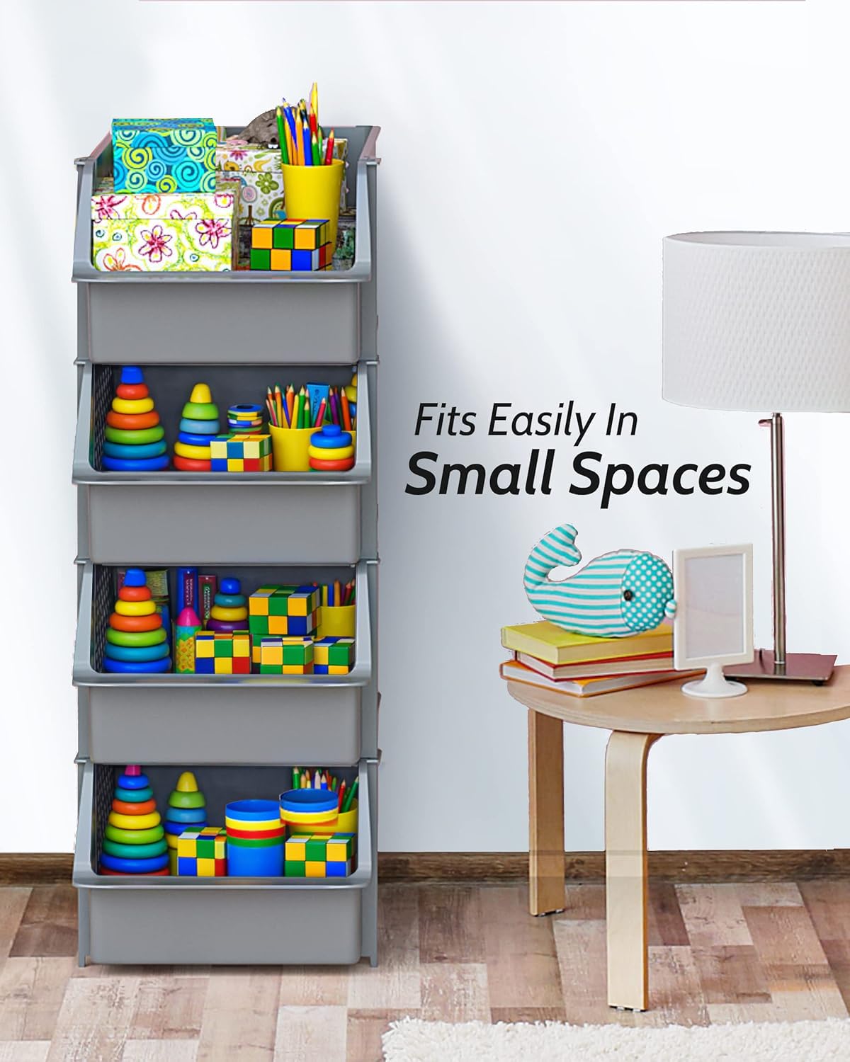 Skywin nested bins demonstrating compact storage when unused