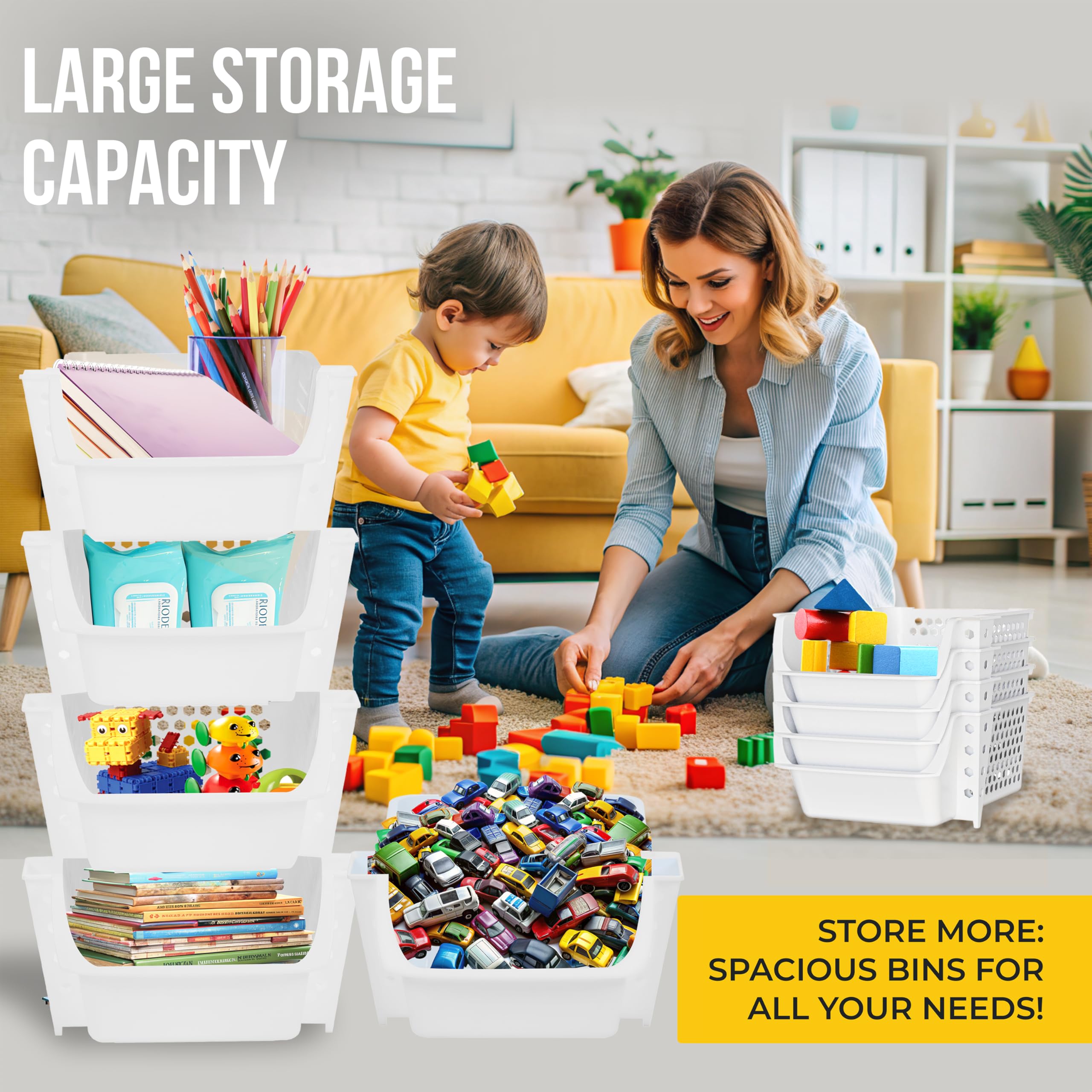 Skywin stacked bins at ergonomic angle demonstrating stable access