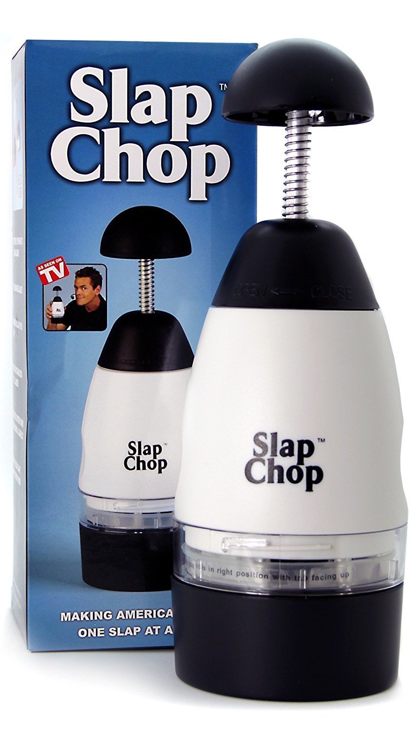 Slap Chop front packaging showing the product and brand benefits