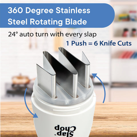 Slap Chop in use chopping garlic quickly for faster meal prep