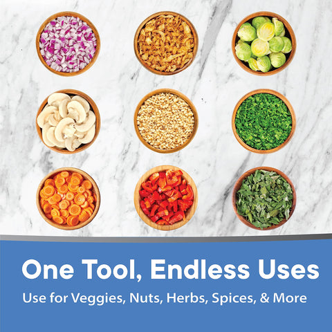 Slap Chop next to a hand to show compact size and easy handling