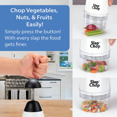 Slap Chop stainless steel blades closeup for consistent chopping
