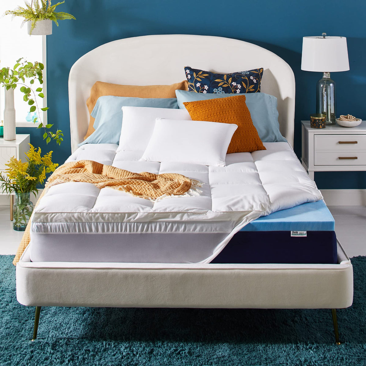 Sleep Innovations front packaging showing twin topper and benefits