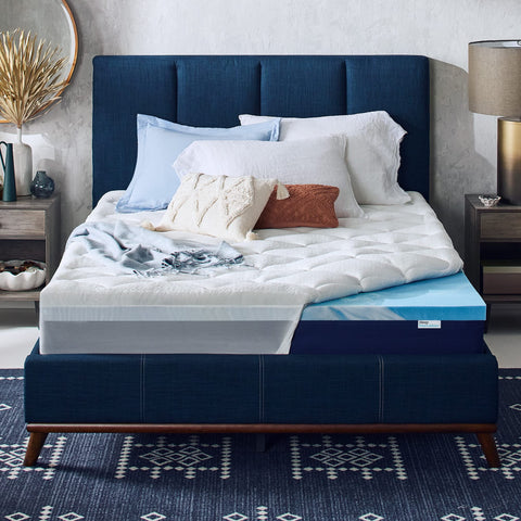 Sleep Innovations front packaging showing full-size topper and benefits
