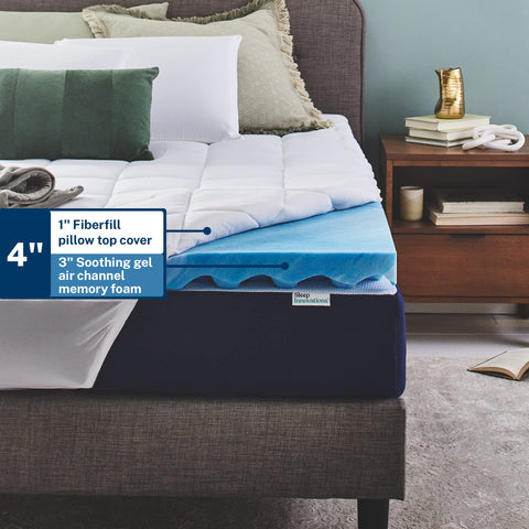 Sleep Innovations gel foam cutaway core showing cooling gel layer and breathability benefit