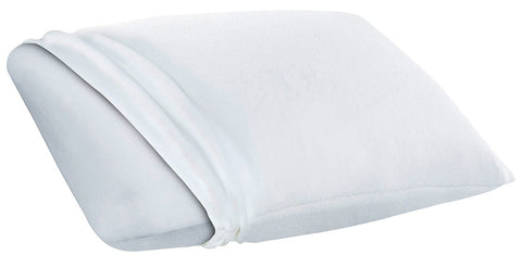 Sleep Innovations pillow on bed showing supportive shape and cool comfort