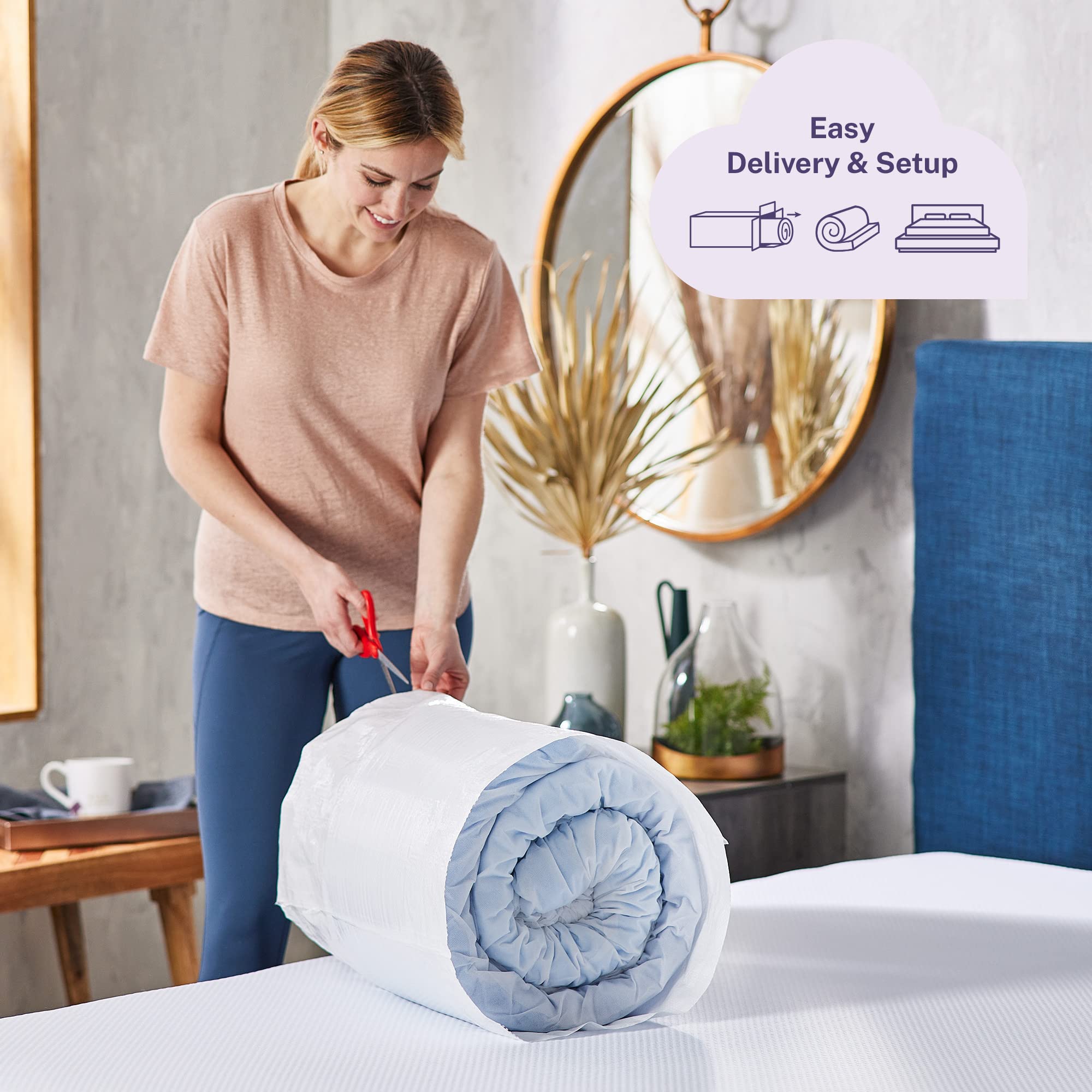 Sleep Innovations fitted skirt on full mattress showing secure fit
