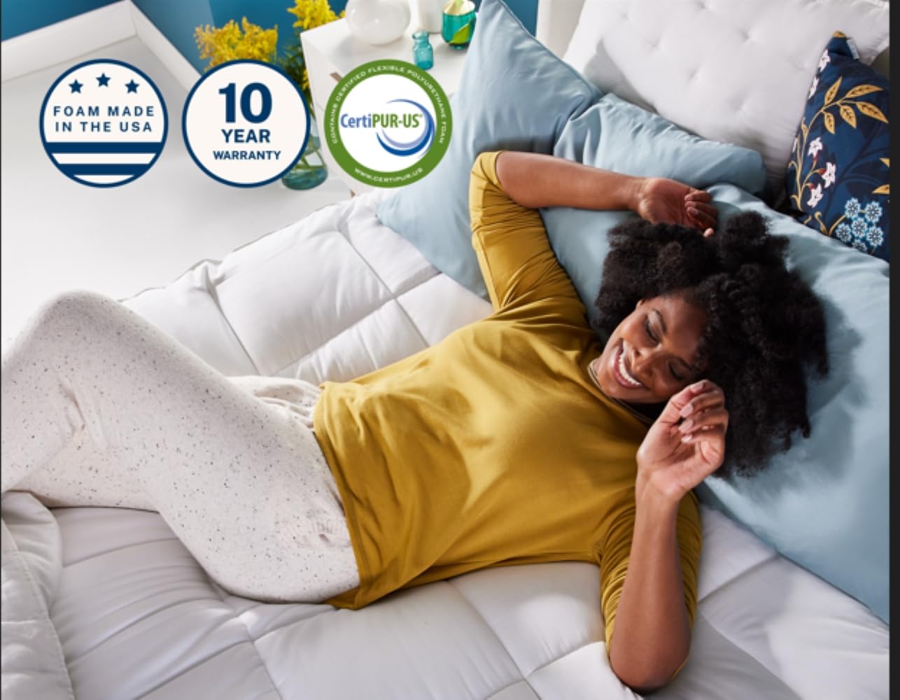Sleep Innovations removable pillow-top cover with zipper for easy washing
