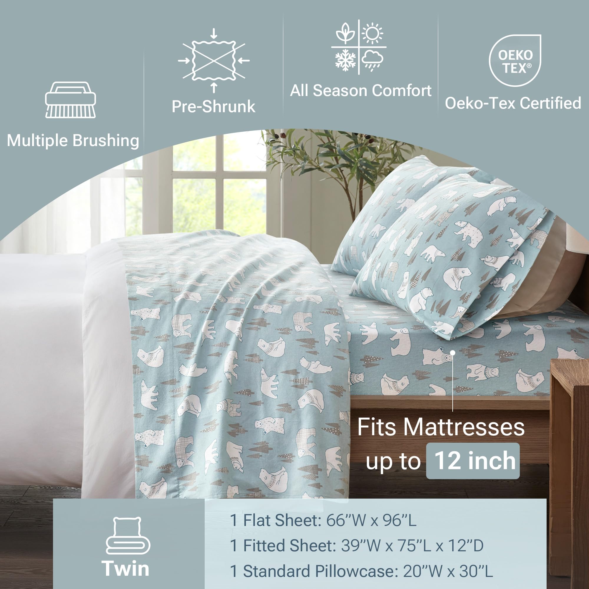 Sleep Philosophy flannel fabric close-up highlighting soft brushed texture