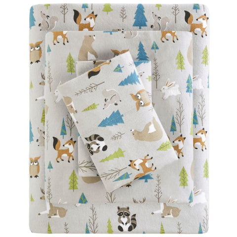 Sleep Philosophy front view of Twin flannel sheet set showing pattern and warmth