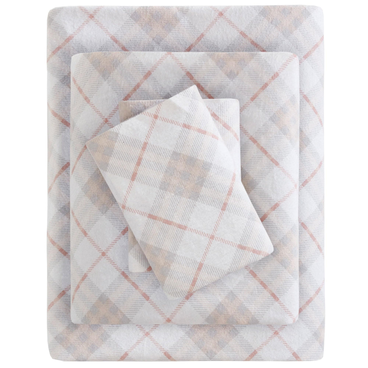 Sleep Philosophy front view of flannel sheet set on bed showing cozy styling and warmth