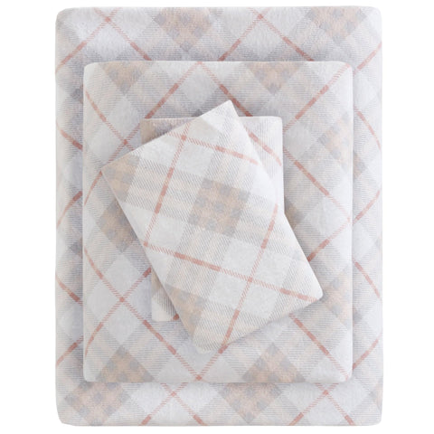 Sleep Philosophy front view of flannel sheet set on bed showing cozy styling and warmth